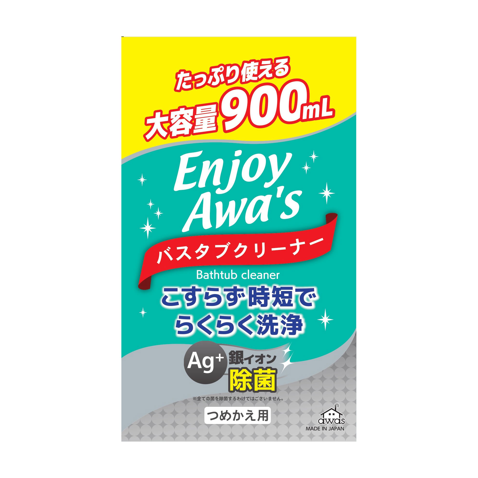Піна для миття ванної кімнати Rocket Soap Foaming Bathtub Cleaner Enjoy Awa's з іонами срібла, 900 мл (дойпак)